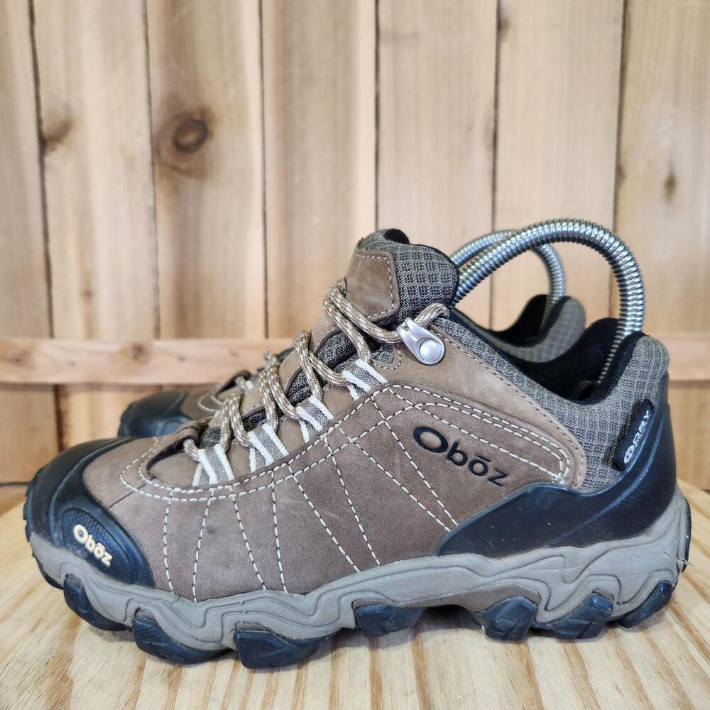 Oboz Low Hiking Shoes Womens 6.5 Brown Suede Mesh Trail Waterproof Sneakers